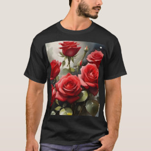 T-shirt Jolie peinture d'aquarelle roses rouges