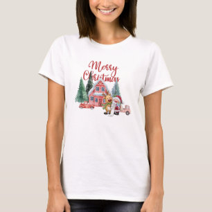 T-shirt Jolie Père Noël & Reindeer à Christmas Farmhouse H
