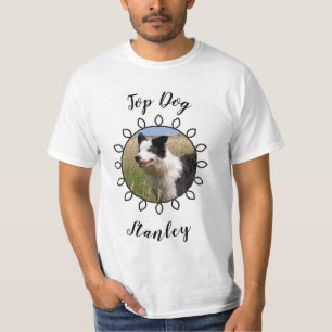 T-shirt Jolie photo de chien avec cadre décoré et votre te