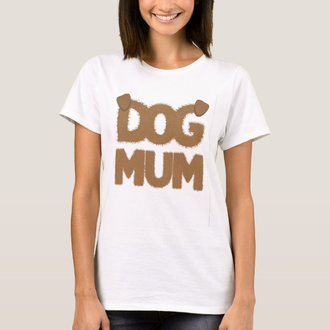 T-shirt Jolie phrase "maman chien" moelleuse avec dessin d (Devant)