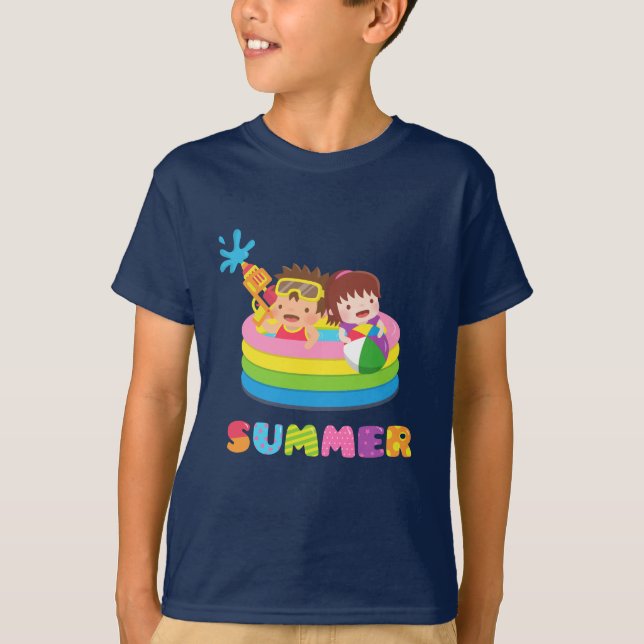 T-shirt Jolie piscine d'eau d'été pour les enfants (Devant)