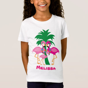 T-Shirt Jolie plage rose flamingo Famille