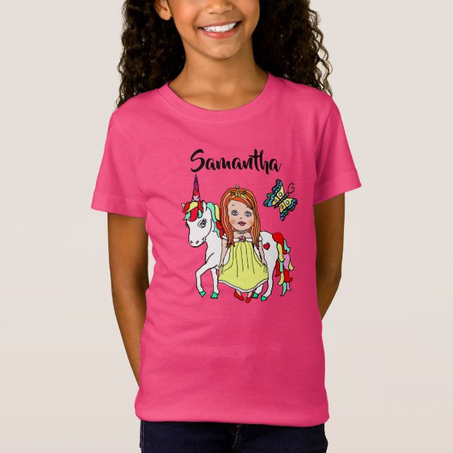 T-Shirt Jolie princesse et licorne chemise personnalisée (Devant)