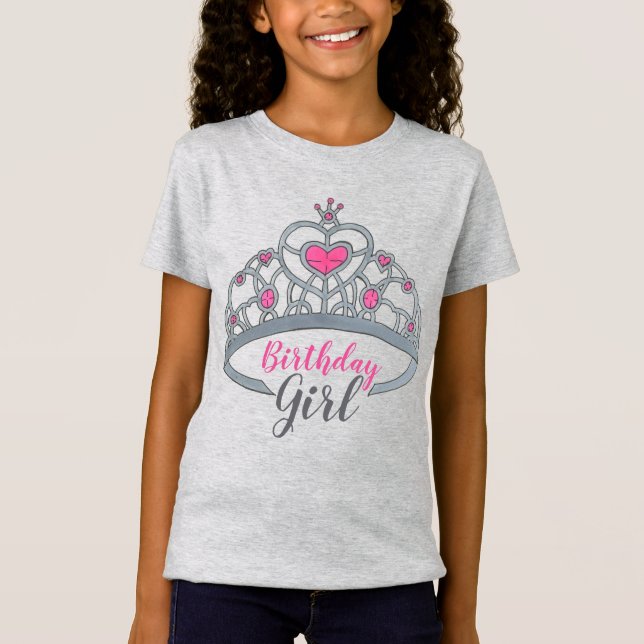 T-Shirt Jolie princesse rose Tiara fête d'anniversaire fil (Devant)