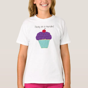T-shirt Jolie Purple Frosting Cherry Cupcake Girls
