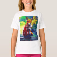 Jolie Red Fox Portrait Peinture Art numérique T-sh