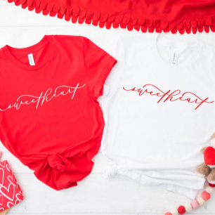 T-shirt Jolie Red Sweetheart Script Saint Valentin Chemise