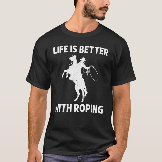 T-shirt Jolie Roping Pour Homme Femme Bull Rider Team Rope (Devant)