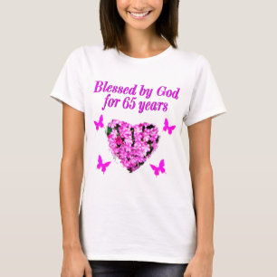 T-SHIRT JOLIE ROSE FLORALE 65E ANNIVERSAIRE CONCEPTION