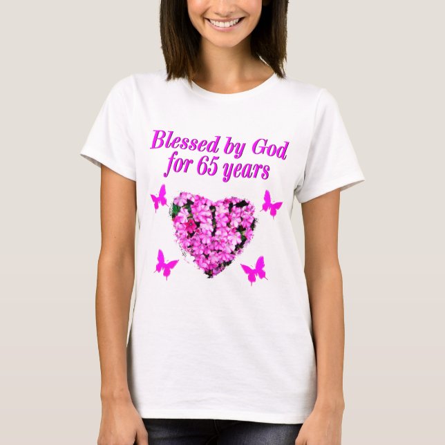 T-SHIRT JOLIE ROSE FLORALE 65E ANNIVERSAIRE CONCEPTION (Devant)