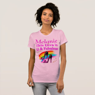 T-SHIRT JOLIE ROSE PERSONNALISÉE 21E ANNIVERSAIRE T CHEMIS