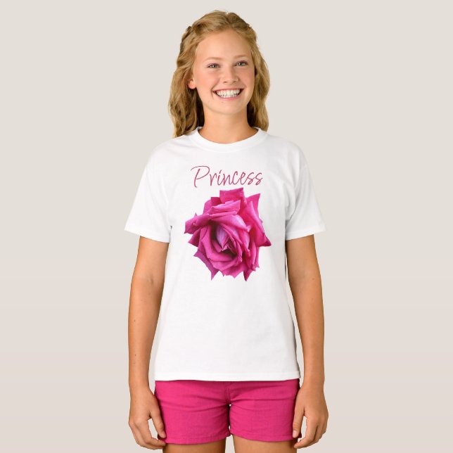 T-shirt Jolie rose rose rose floral girly Princesse fun (Devant entier)