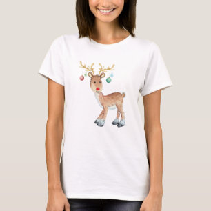 T-shirt Jolie Rudolph Reindeer Ornements Antlers Noël