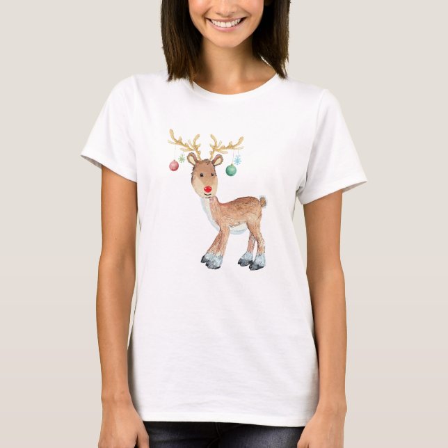 T-shirt Jolie Rudolph Reindeer Ornements Antlers Noël (Devant)