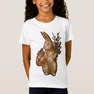 T-Shirt Jolie Rustique Lapin De Pâques Filles Blanches T C