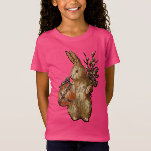 T-Shirt Jolie Rustique Lapin De Pâques Filles Roses T Chem