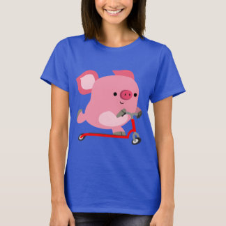 T-shirt Jolie Scooter équitation Cartoon Pig femmes Tee