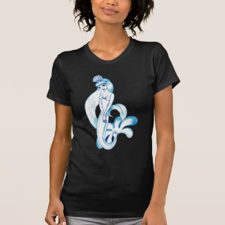 T-shirt Jolie Sirène Bleue Fond Bleu Clair
