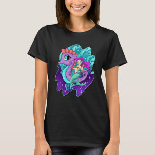 T-shirt Jolie sirène sur cheval marin Sirènes Créature aqu