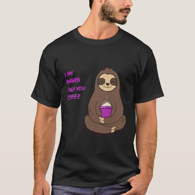 T-shirt Jolie Sloth Boissons Café (Devant)