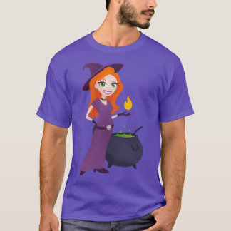 T-shirt Jolie sorcière avec Cauldron