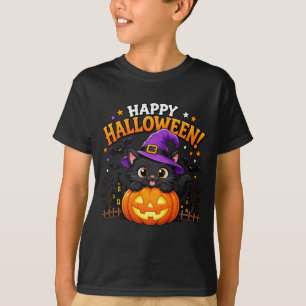 T-shirt Jolie Sorcière Chat Noir Citrouille Joyeux Hallowe