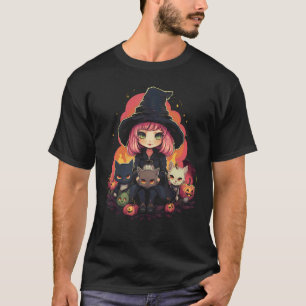 T-shirt Jolie sorcière Chats noirs Halloween Custome Fille