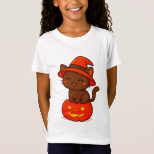 T-Shirt Jolie sorcière de chat noir sur Halloween Citrouil