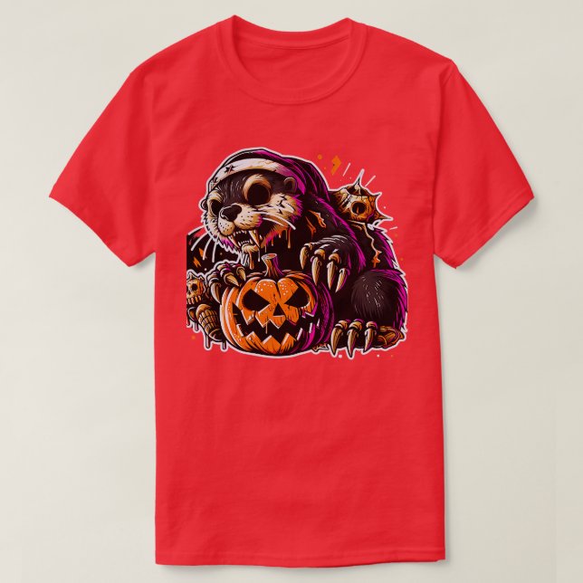 T-shirt Jolie sorcière de loutre halloween Enfants Garçons (Design devant)