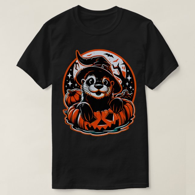 T-shirt Jolie sorcière de loutre halloween Enfants Garçons (Design devant)