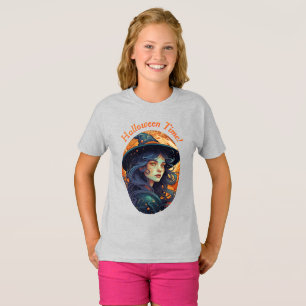 T-shirt Jolie sorcière design pour enfants Halloween T-shi