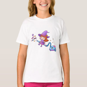 T-shirt Jolie Sorcière Fille sur Aspirateur Drôle Hallowee