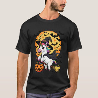 T-shirt Jolie Sorcière Licorne à Vélo Balai Halloween Citr
