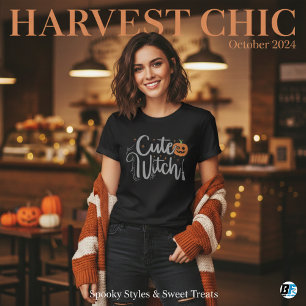 T-shirt Jolie Sorcière Noir et Blanc Femmes Halloween