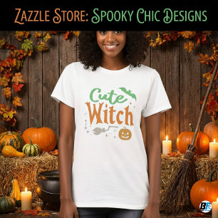 T-shirt Jolie Sorcière Noir et Blanc Femmes Halloween