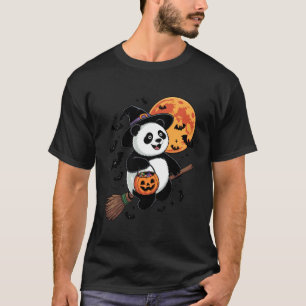 T-shirt Jolie Sorcière Panda à Vélo Balai Halloween Citrou