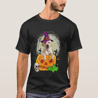 T-shirt Jolie sorcière retriever doré citrouille Halloween