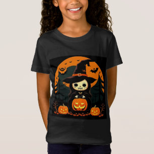 T-Shirt Jolie sorcière tenant une citrouille lors d'un Hal