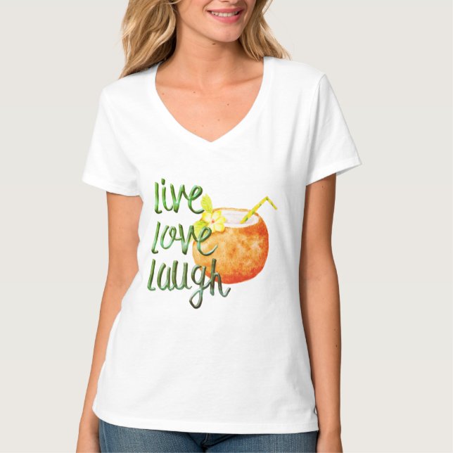 T-shirt Jolie tendance live love laug de plage (Devant)