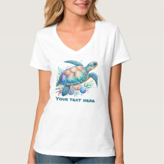 T-shirt Jolie tortue de mer ajouter du texte