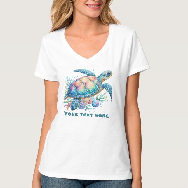 T-shirt Jolie tortue de mer ajouter du texte (Devant)