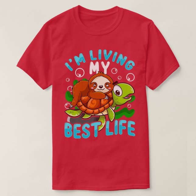 T-shirt Jolie Tortue Je Vis Mon Meilleur (Design devant)
