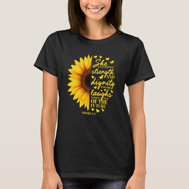 T-shirt Jolie Tournesol Bible chrétienne Verse Femmes Ados (Devant)