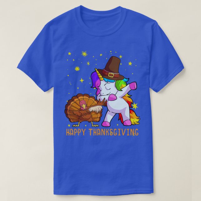T-shirt Jolie Unicorn Thanksgiving Pour Les Filles Pèlerin (Design devant)