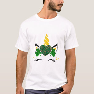 T-shirt Jolie Unicorn Visage St patrick Jours Filles Enfan