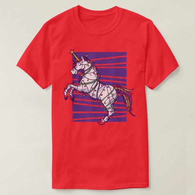 T-shirt Jolie Unicorne de Noël Avec Joyeux Joyeux Joyeux J (Design devant)