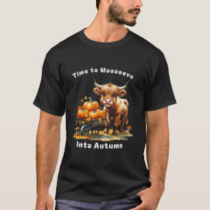 T-shirt Jolie vache des Highlands citrouille feuilles d'au