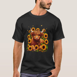 T-shirt Jolie vache des Highlands écossaise Tournesol Fête