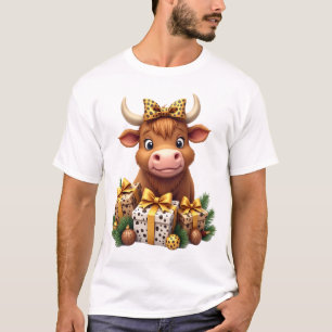 T-shirt Jolie vache des Highlands Noël Santa Vache des Hig