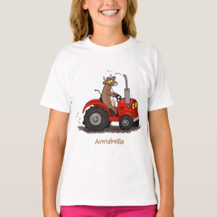 T-shirt Jolie vache heureuse conduisant un dessin animé de